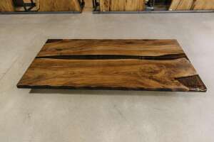 Amerikanische Baumkanten Tischplatte aus Nussbaum 210 x 105 x 5 cm - #custom.ansicht# 2