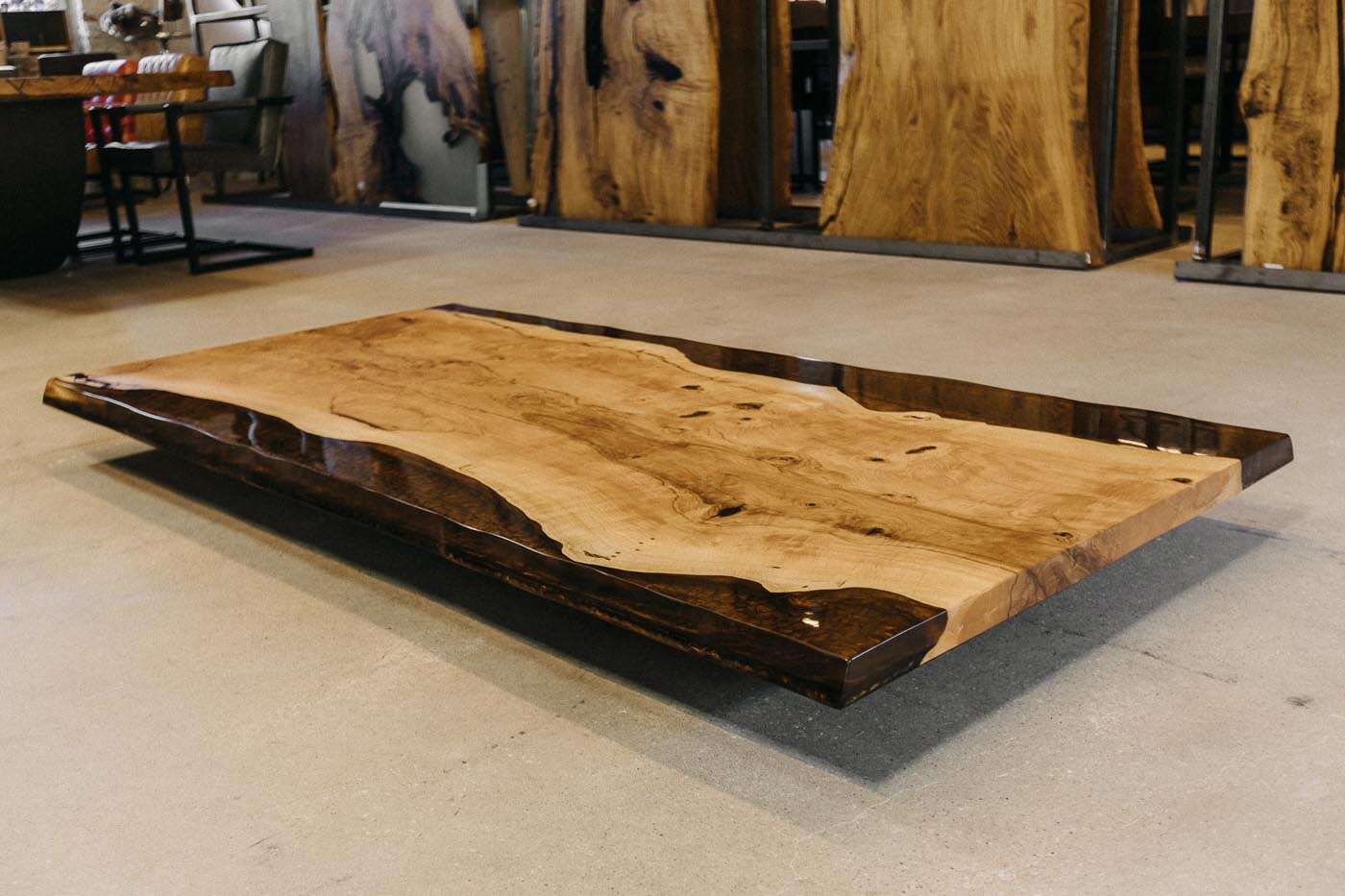 Massive Baumkanten Tischplatte aus Esche 210 x 105 x 4,5 cm