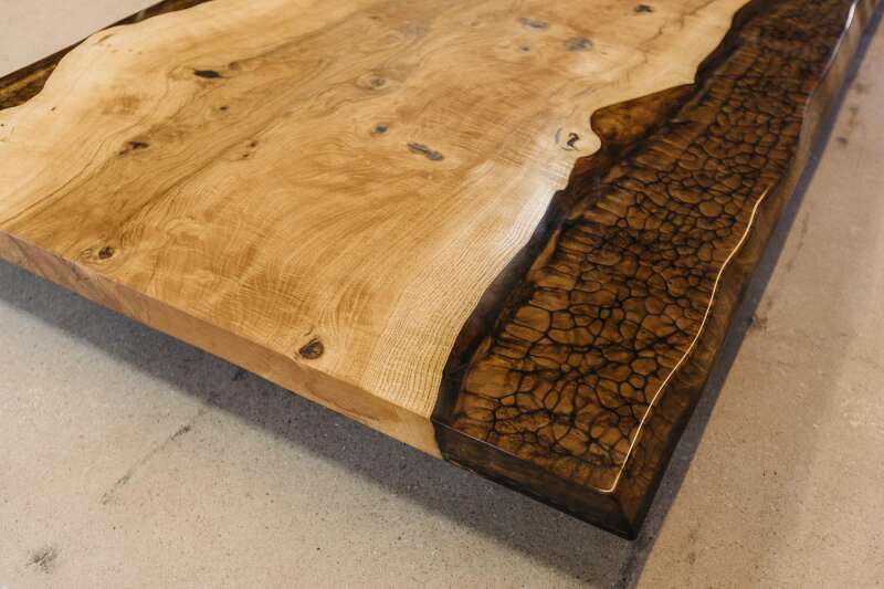 Massive Baumkanten Tischplatte aus Esche 210 x 105 x 4,5 cm - Ansicht 6