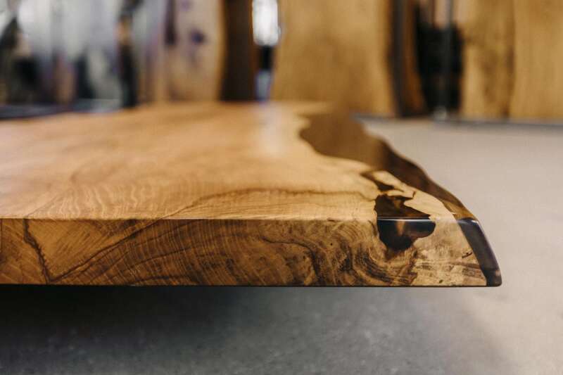 Massive Baumkanten Tischplatte aus Esche 210 x 105 x 4,5 cm - Ansicht 7
