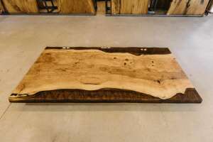 Massive Baumkanten Tischplatte aus Esche 210 x 105 x 4,5 cm - #custom.ansicht# 2