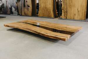Baumkanten Esche Tischplatte 200 x 95 x 5 cm - #custom.ansicht# 1