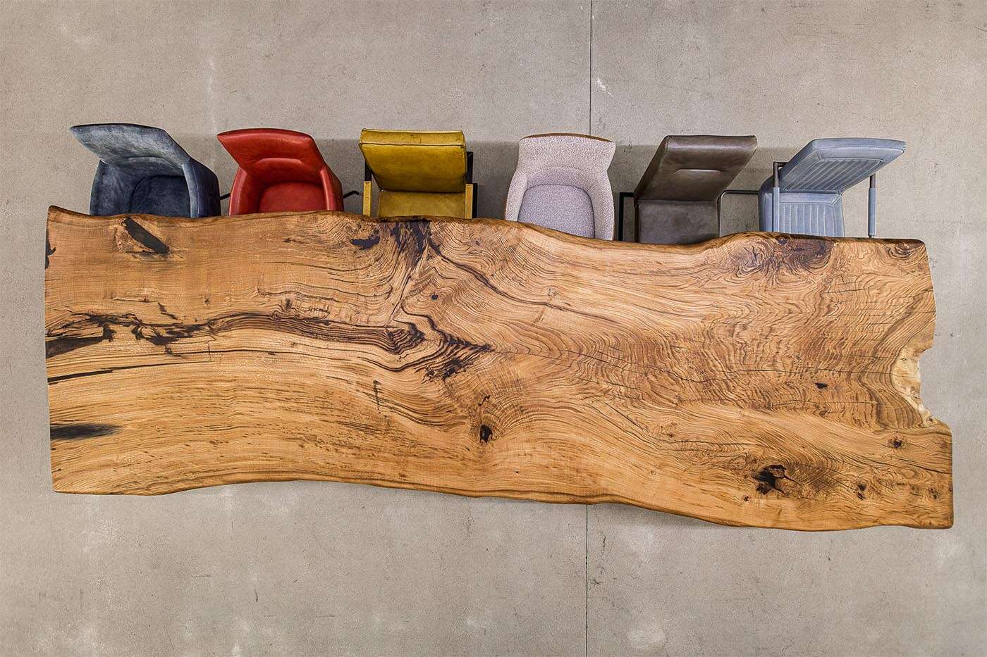 Eichen Tischplatte Baumscheibe massiv 450 x 146 x 6 cm