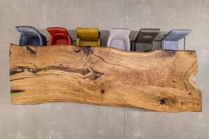 Eichen Tischplatte Baumscheibe massiv 450 x 146 x 6 cm - Ansicht 1