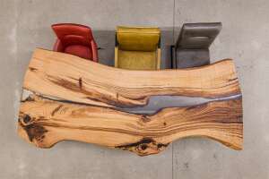 Baumscheibe Tischplatte aus Holz Kastanie 266 x 110 x 6,5 cm - #custom.ansicht# 1