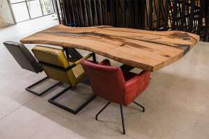 Baumscheibe Tischplatte aus Holz Kastanie 266 x 110 x 6,5 cm - #custom.ansicht# 2