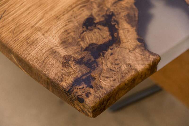 L&auml;ngsschnitt Baumscheibe Tischplatte Eiche 450 x 145 x 5 cm - #custom.ansicht# 10