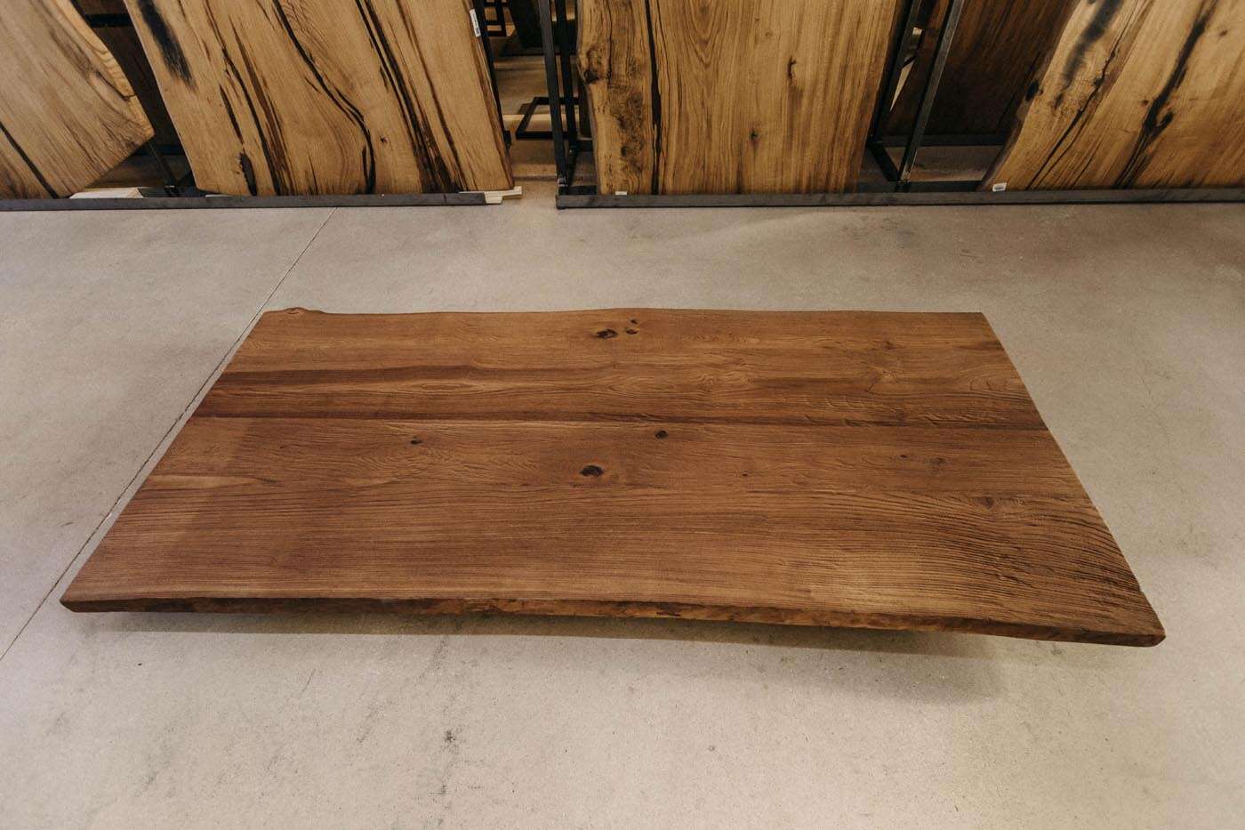 Baumkanten Tischplatte Kastanie gebürstet 220 x 105 x 6 cm - Ansicht 1