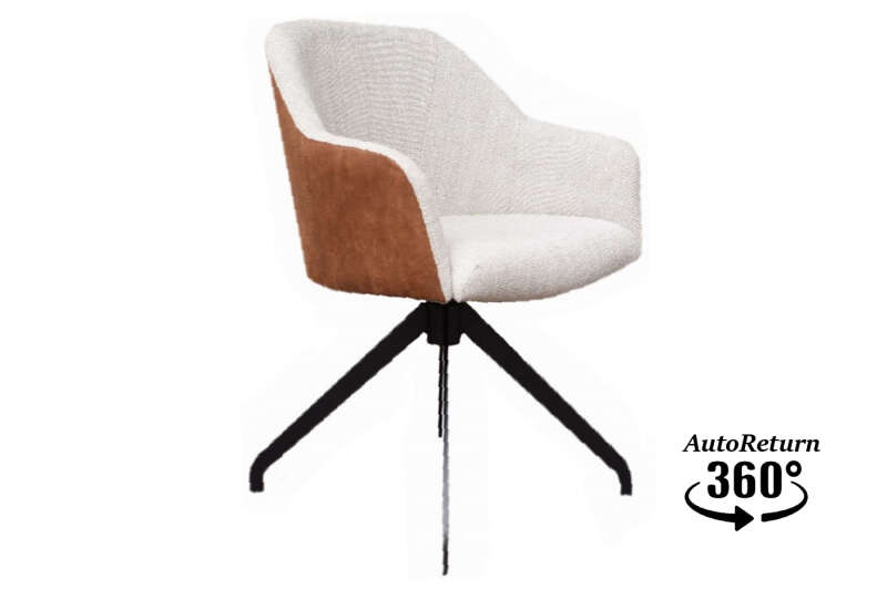 Echtleder Stuhl mit Textilfläche Milo-W - Ansicht 1