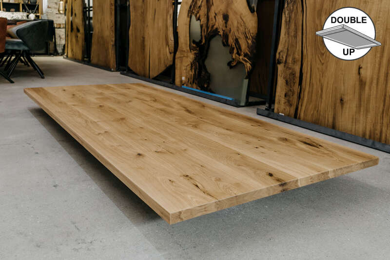 Premium Eichenholz Tischplatte aufgedoppelt 220x100x4 cm
