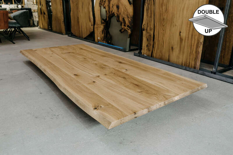 Naturbelassene aufgedoppelte Baumkanten Tischplatte Eiche 200x100x4 cm - #custom.ansicht# 4